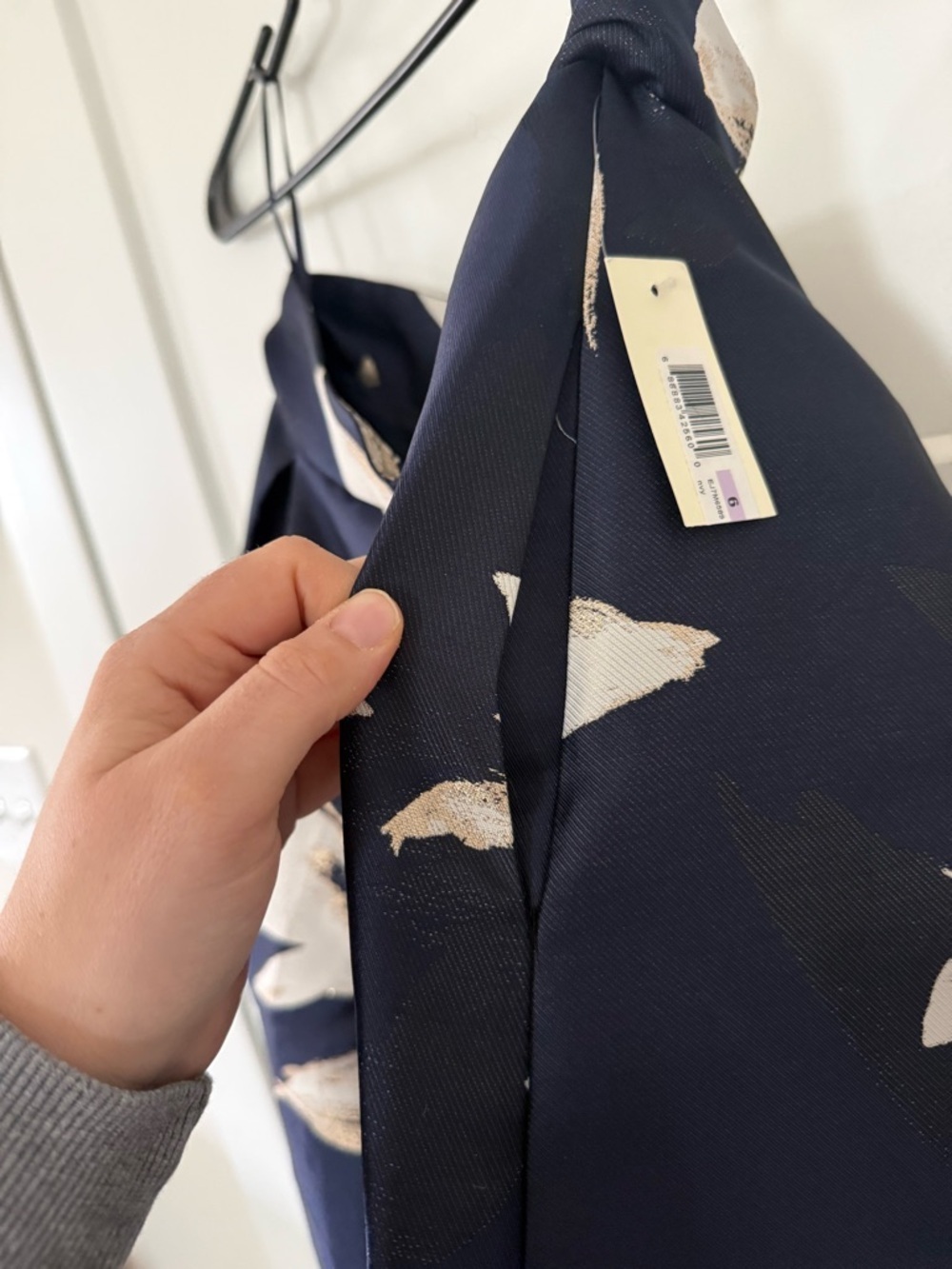 Eliza J Navy Skirt with Cream Floral Print - Picture 3 of 5